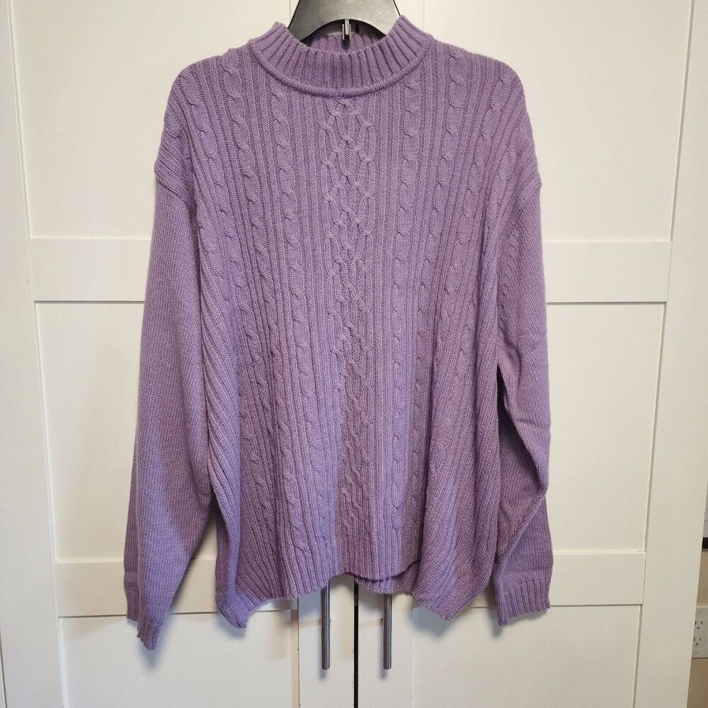 Vintage HABAND! Sweater Pullover Purple Mock Turtleneck MADE IN USA 3x
